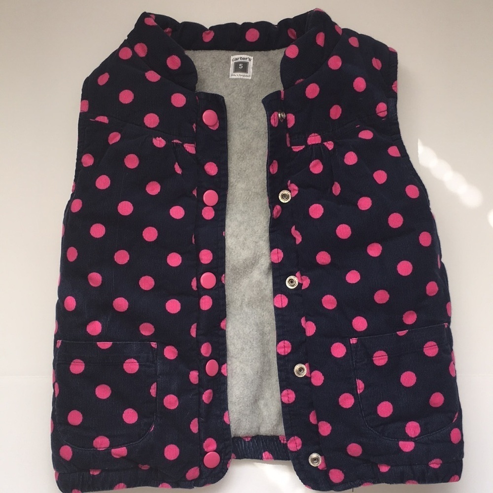 Carters Corduroy Polka Dot Puffy Vest Size 5